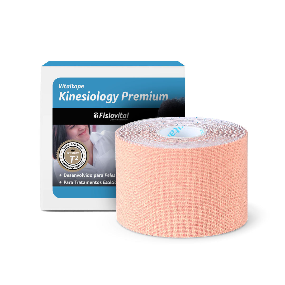 Bandagem Kinesiológica Premium 5cm Fisiovital – Fita Kinesio Tape para Pós-Cirúrgico e Peles Sensíveis